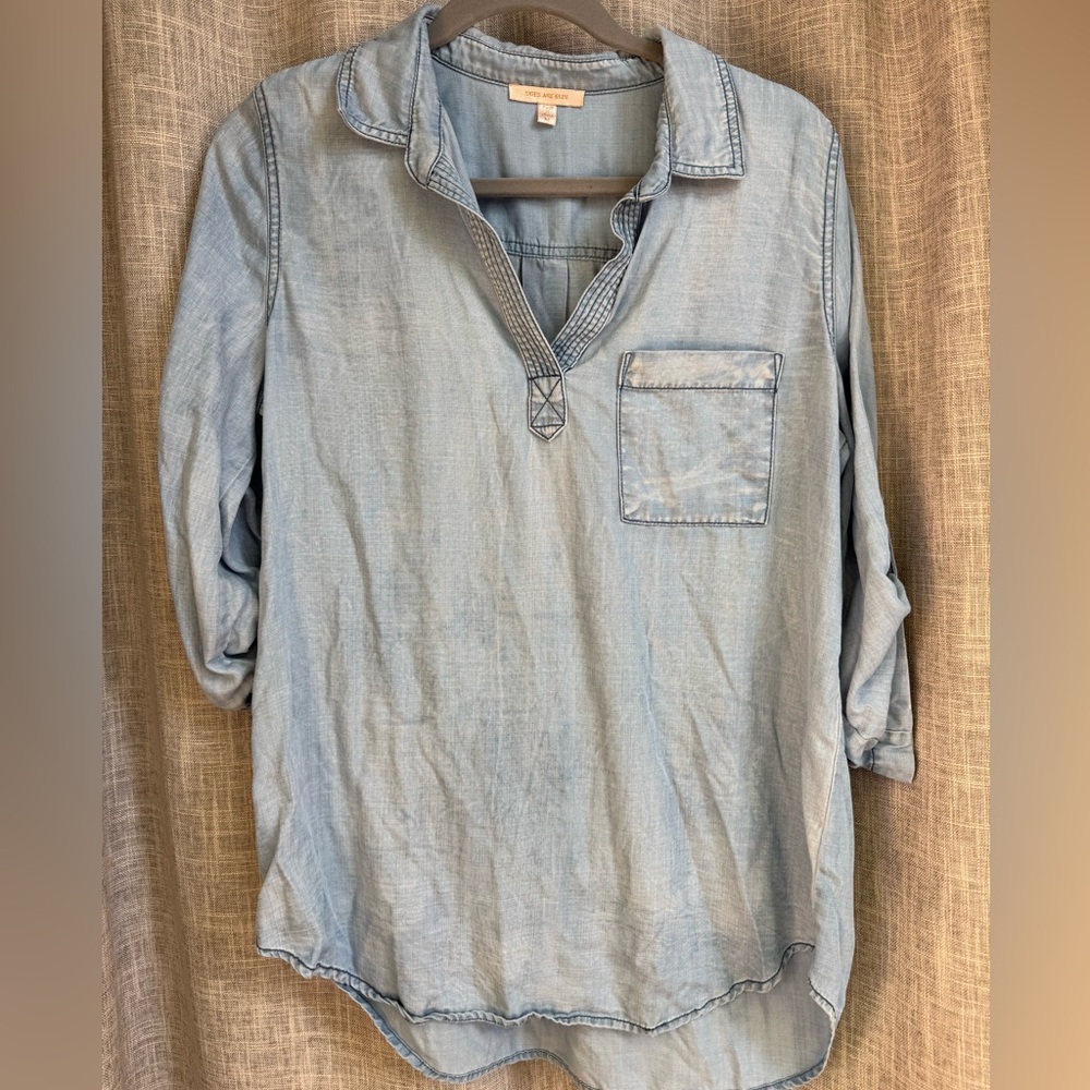 Skies Are Blue Light Blue Tencel Tunic Top super soft size medium